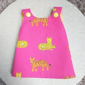 Handmade Reversible wrap-around snap dress for Baby Alive Doll.